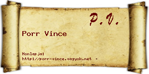 Porr Vince névjegykártya